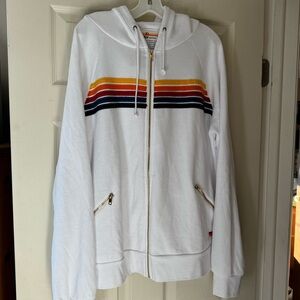 Aviator Nation 5 Stripe Hoodie - Vintage White XL